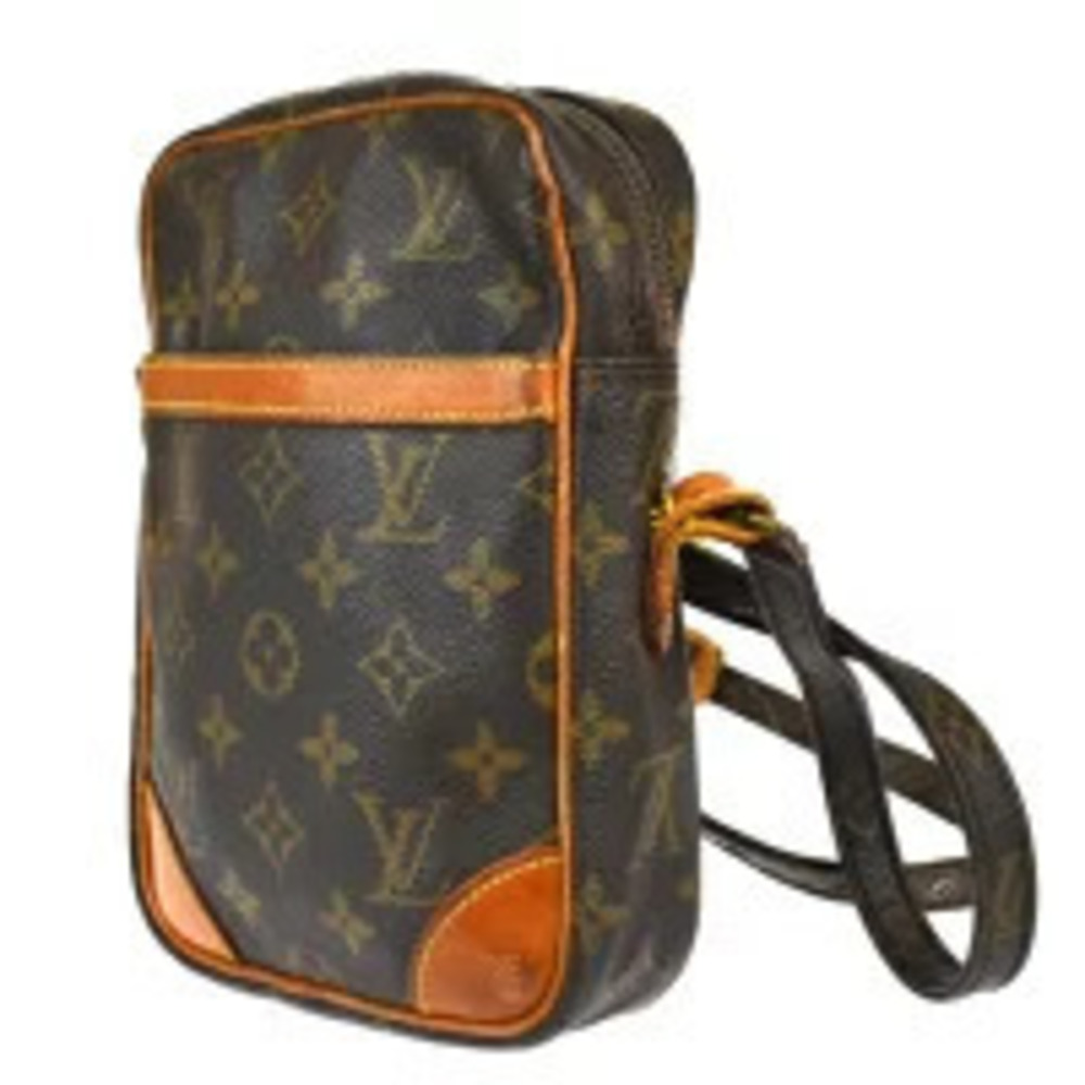 Louis Vuitton Leather Danube Monogram Bag Shoulder Brown